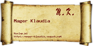 Mager Klaudia névjegykártya